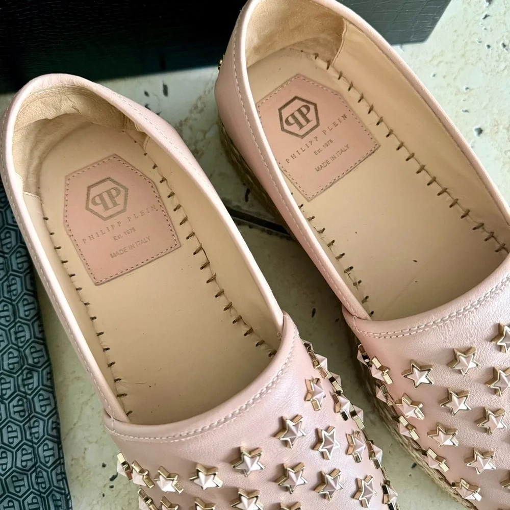 PHILIPP PLEIN Espadrille, blush pink with stars, Size 40, Authentic